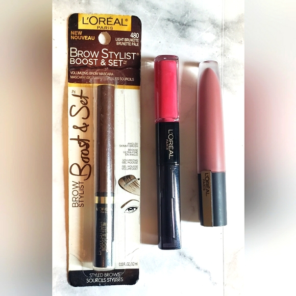 L'Oreal Paris Makeup lot- 2 Lip glosses 109 414 and Brow Stylist Mascara 480 - Picture 1 of 4